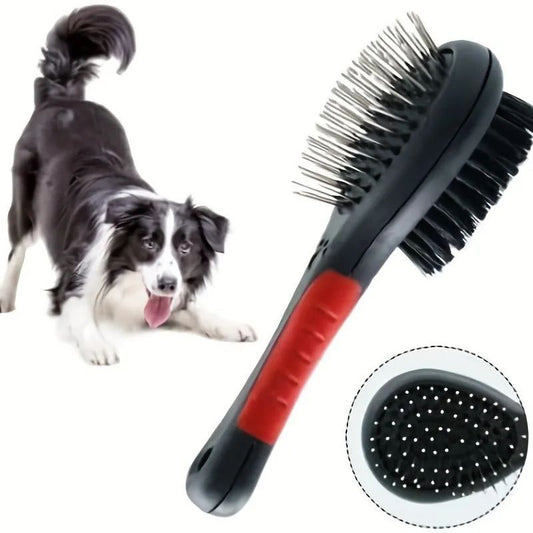 KFX-6035901 Double-Sided Pet Grooming Brush and Comb for Shedding and Dirt Removal