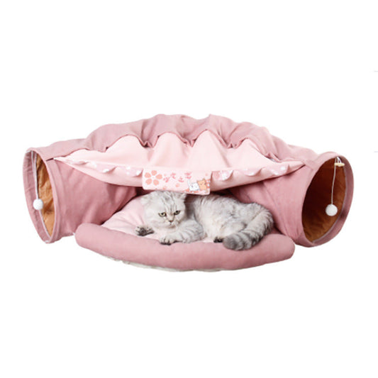 KFX-6056637 Interactive Cat Tunnel with Dismantling and Washing Features - Available in Matcha, Coffee, Cherry Blossom, and Bar Designs