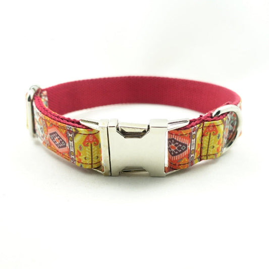 KFX-6140349 Adjustable Bohemian Dog Collar with Bell - Durable and Comfortable for Small Breeds