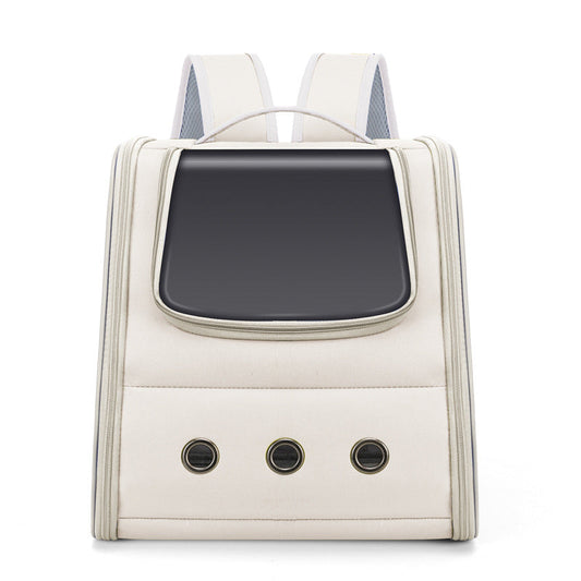 KFX-6140605 Portable Canvas Pet Backpack for Cats and Small Dogs - Breathable Design, Medium Capacity