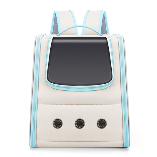 KFX-6140605 Portable Canvas Pet Backpack for Cats and Small Dogs - Breathable Design, Medium Capacity