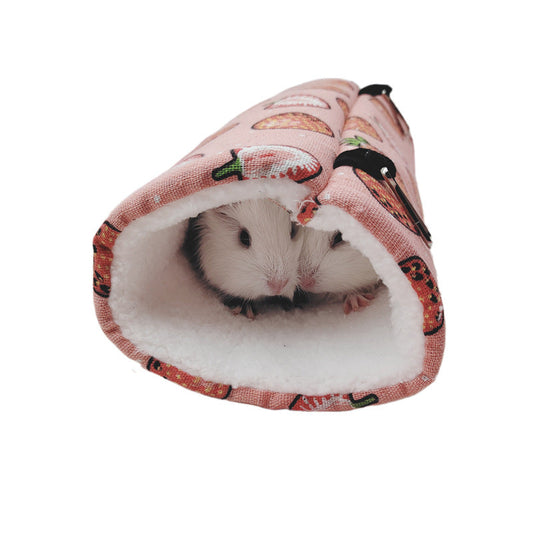 KFX-6187709 Super Soft Plush Tunnel Nest for Small Pets - Ideal for Hamsters, Mice, and Guinea Pigs