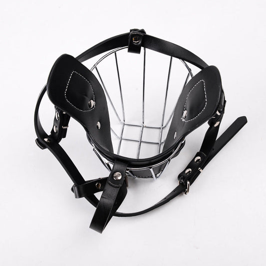 KFX-6191677 Leather Dog Bark Control Mouth Guard for Safety and Training