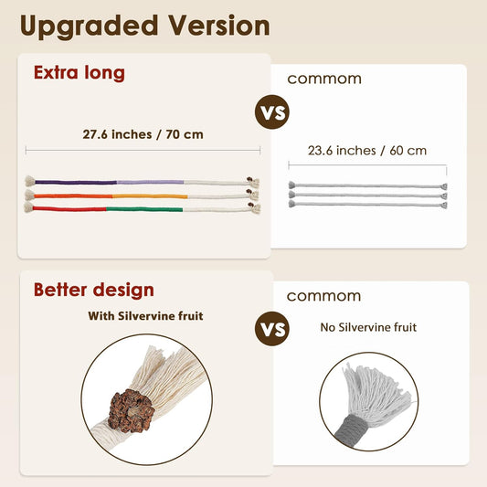 KFX-6216893 Cotton Rope Interactive Cat Toy with Silvervine for Health and Dental Care, 27.6 Inches