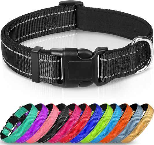 KFX-6238653 Adjustable Reflective Nylon Dog Collar for Small to Extra Large Pets - Multiple Color Options Available
