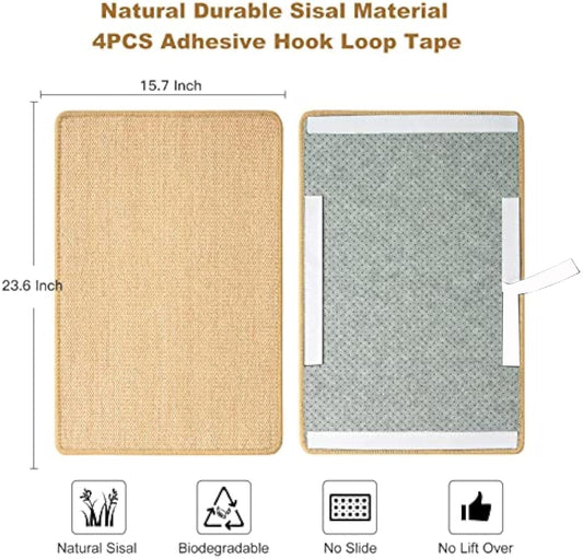 KFX-6249661 Sisal Cat Scratch Pad with Adhesive Hook Tape - Durable Scratching Surface for Indoor Cats