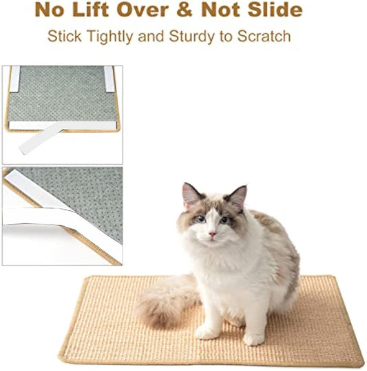 KFX-6249661 Sisal Cat Scratch Pad with Adhesive Hook Tape - Durable Scratching Surface for Indoor Cats