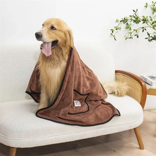 KFX-6411709 Quick-Dry Dog Bathrobe Towel with Pocket - Absorbent Cleaning Glove Style for Pets