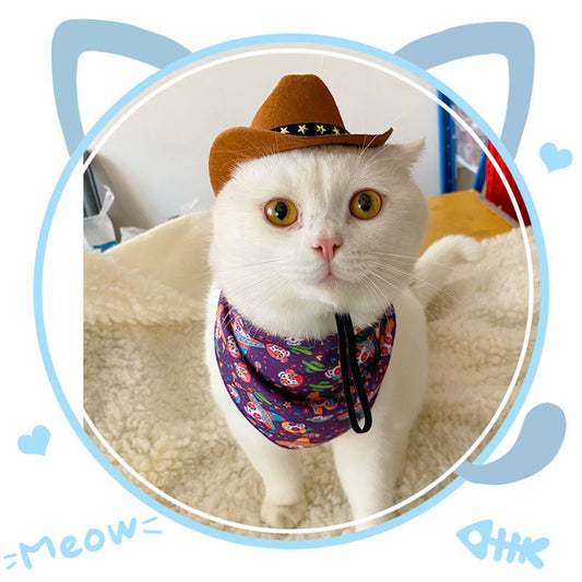 KFX-6448061 Stylish Adjustable Cowboy Hat for Cats and Dogs, Soft Non-Woven Fabric with Star Design, Perfect for Parties and Photo Ops
