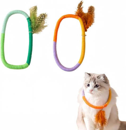 KFX-6546365 Cotton Rope Catnip Chew Toy with Feather for Interactive Fun and Dental Care