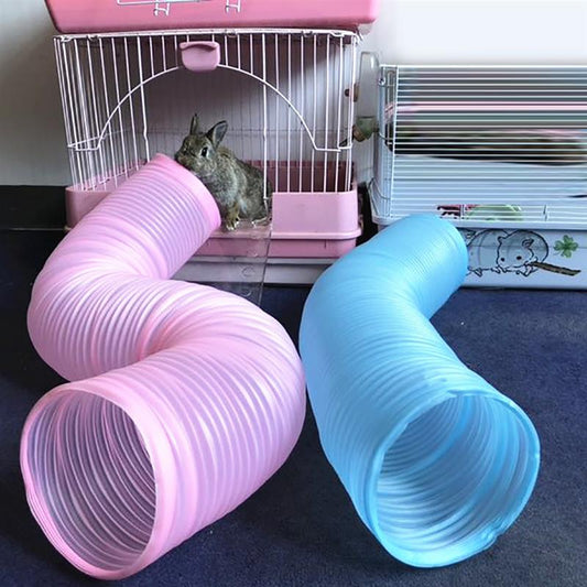 KFX-6580925 Adjustable Tunnel Pipe for Small Animals - Pink and Blue, 10cm & 18cm Diameter, 100cm Length
