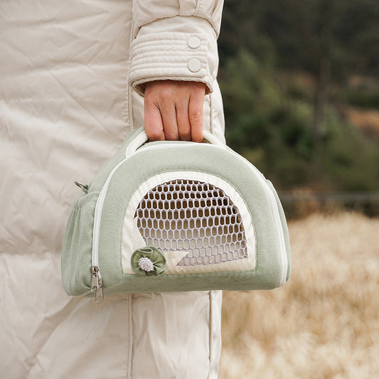 KFX-6593597 Breathable Crossbody Handbag for Hamsters in Matcha Green, Pink, and Green