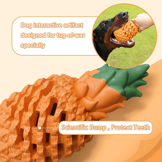 KFX-6675645 Durable Pineapple Dog Chew Toy for Aggressive Chewers - Safe Natural Rubber Teething Toy