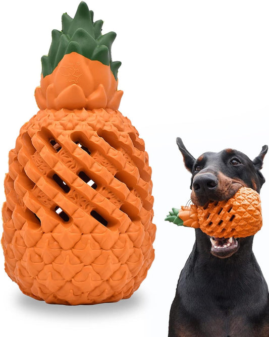 KFX-6675645 Durable Pineapple Dog Chew Toy for Aggressive Chewers - Safe Natural Rubber Teething Toy