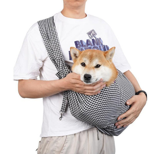 KFX-6921277 Foldable Portable Pet Backpack - Medium Soft Cotton Cat Carrier in Black and White or Red and Black Plaid