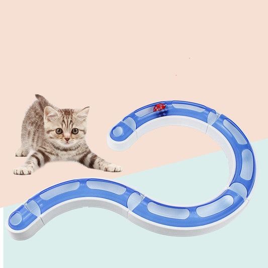 KFX-7039677 Cat Turntable Track Toy - Pink, Blue, and Purple Color Options, 29cm Flat Rail for Engaging Play