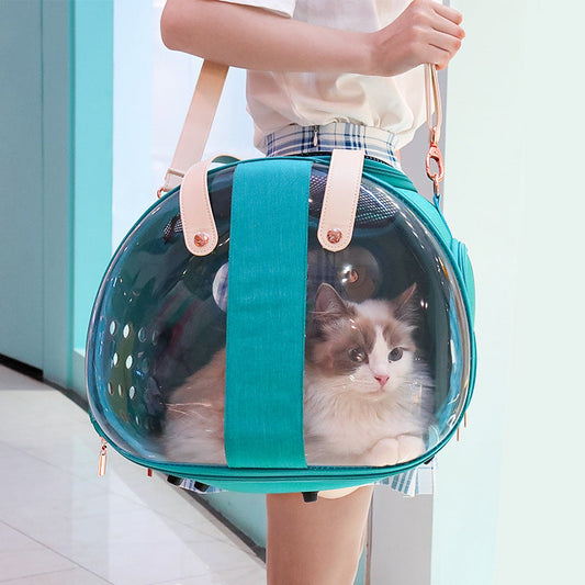 KFX-7183421 Transparent Pet Carrier Backpack for Small Animals - Breathable, Ergonomic Design with Ventilation Holes