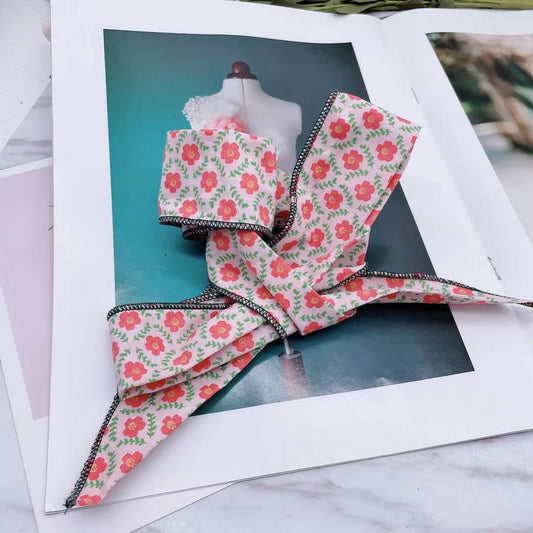 KFX-7195069 Floral Red Cotton Triangle Scarf for Small Dogs - Adjustable Sizes Available