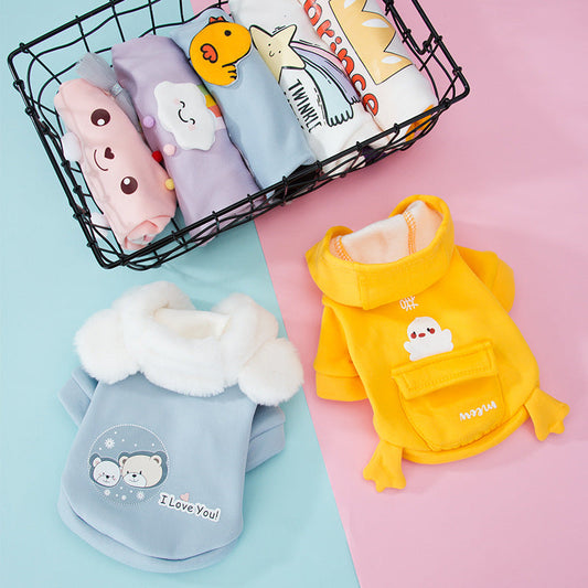KFX-7215037 Cute Cartoon Hooded Sweater for Dogs and Cats - Soft Milk Silk Fabric, Various Sizes Available