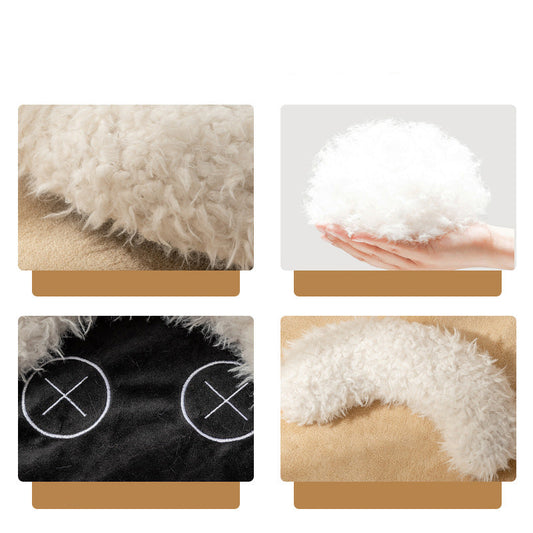 KFX-7265853 Cozy Winter Round Bed for Cats - Soft and Warm Lamb Design