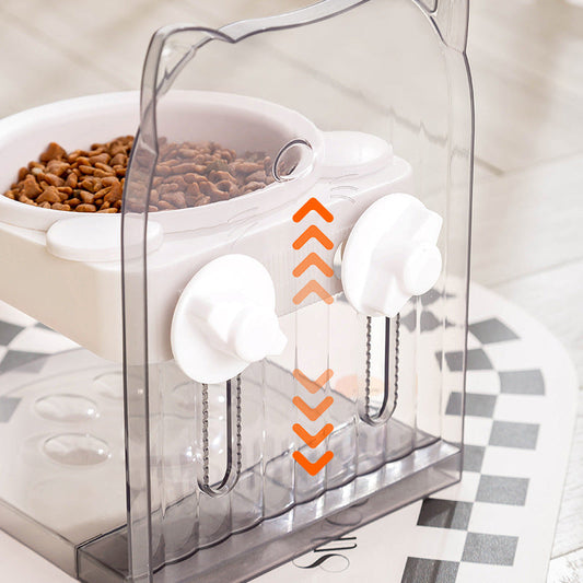 KFX-7267261 Adjustable Cat Bowl with Ear Design for Neck Protection and Anti-Spill Feeding in Removable Hanging Cage