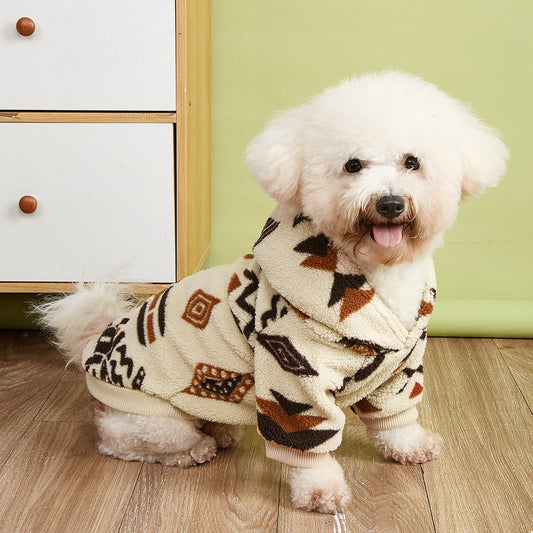 KFX-7477181 Warm Beige Totem Print Hooded Sweater for Pets - Available in Multiple Sizes