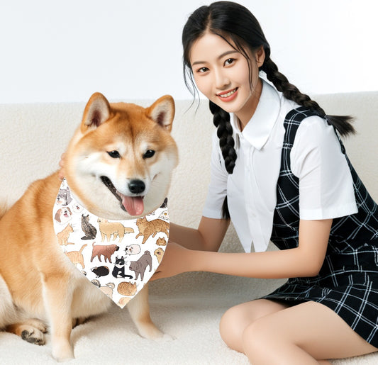 KFX-7582525 Reversible Pet Bandana in Random Patterns - Available in S, M, L Sizes, Made of Durable Polyester