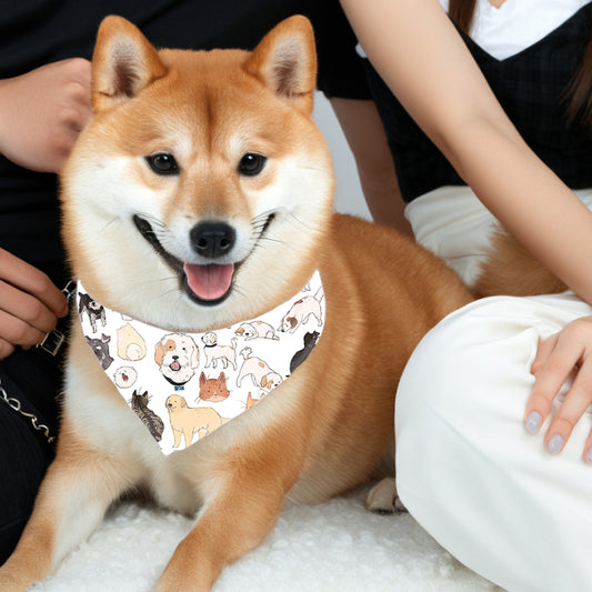 KFX-7582525 Reversible Pet Bandana in Random Patterns - Available in S, M, L Sizes, Made of Durable Polyester