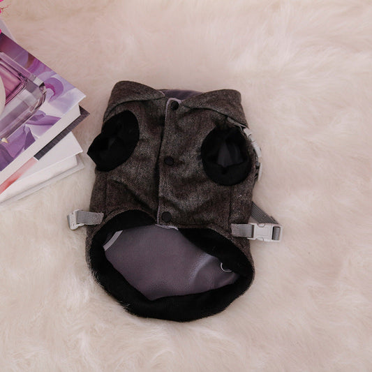 KFX-7608253 Extra Thick Band Chest and Back Sweater for Pets - Black and Gray, Casual Style, Various Sizes Available