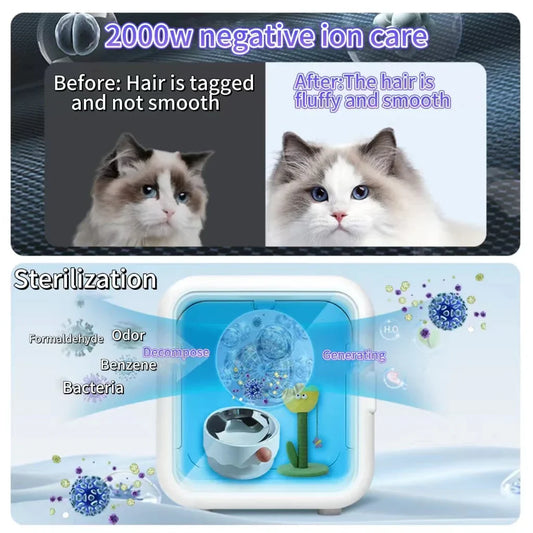 KFX-776275 Automatic Pet Dryer Box with Temperature Control for Cats and Dogs, Ultra Quiet Design, Timer Function, Eco-Friendly Materials