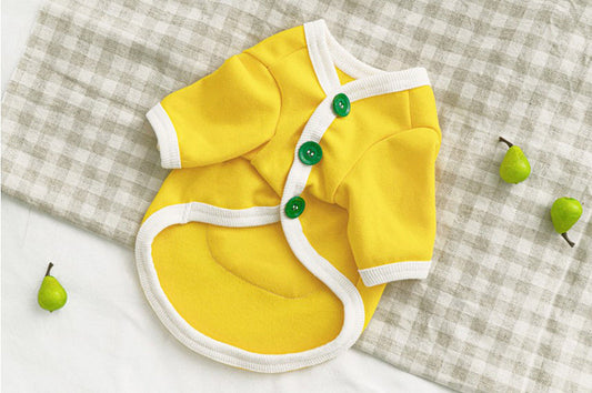 KFX-7837629 Cozy Pet Button Sweater for Dogs in Green, Yellow, and White - Multiple Sizes Available