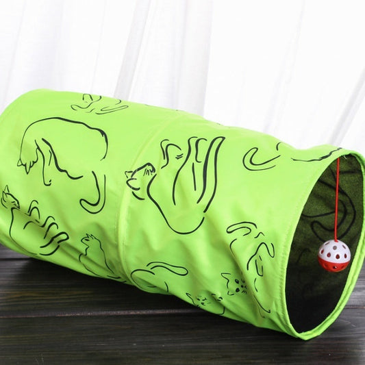 KFX-7924413 Foldable Cat Toy Tunnel with Printed Design for Fun and Easy Cleanup