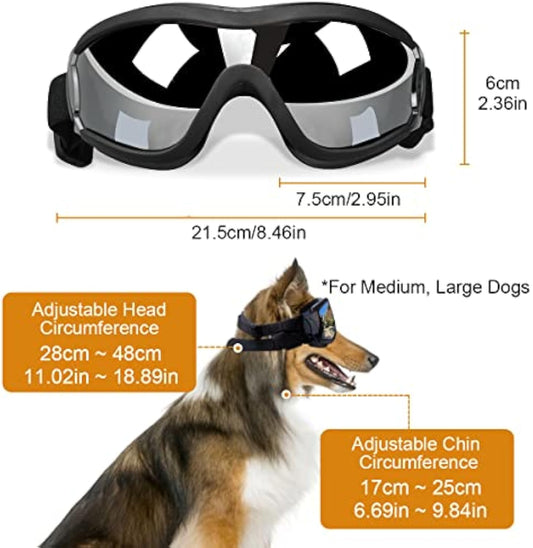 KFX-8019133 Windproof Dog Goggles for Large and Medium Breeds - Sun Protection, Anti-Fog, Adjustable Strap for Outdoor Activities