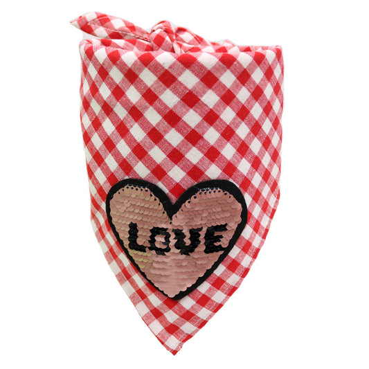 KFX-8214845 Pet Dog Valentine's Day Triangle Towel - 65x42 cm Cloth Saliva Towel for All Seasons