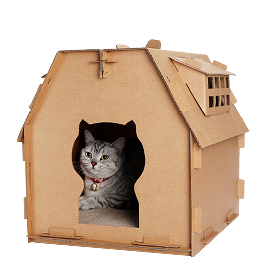 KFX-8252093 Corrugated Paper Cat House with Honeycomb Design for Comfortable Play and Relaxation