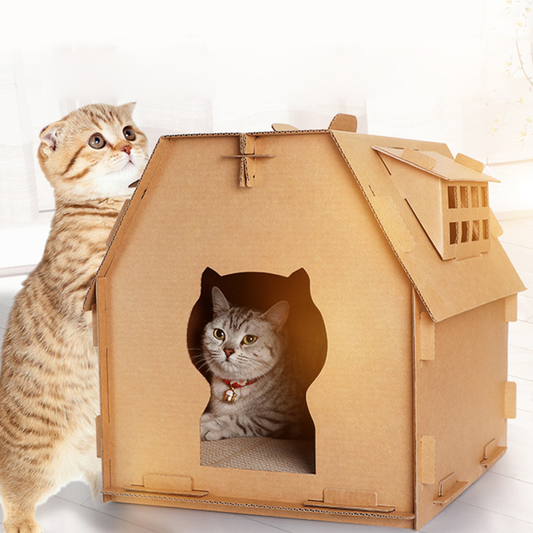 KFX-8252093 Corrugated Paper Cat House with Honeycomb Design for Comfortable Play and Relaxation