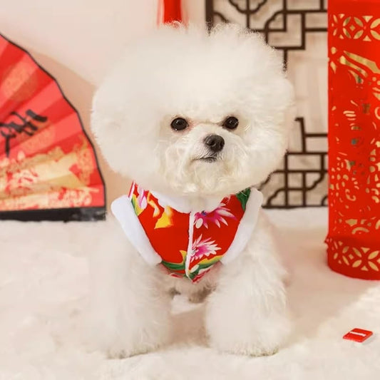 KFX-8281277 Winter Flower Padded Jacket for Corgis, Teddy Bears, and Pomeranians