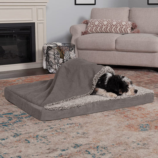 KFX-8543805 Removable Washable Dog Bed with Integrated Blanket Comforter, Multiple Sizes Available