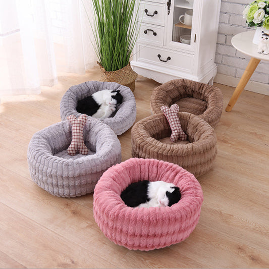 KFX-8605757 Cozy Round Plush Pet Nest for Cats – Soft, Warm & Comfortable Sleeping Space