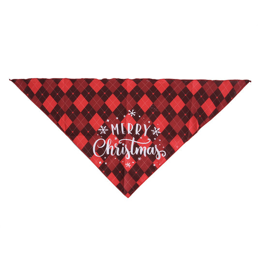KFX-8640829 Festive Pet Triangular Scarf Towel in Snowman and Plaid Designs