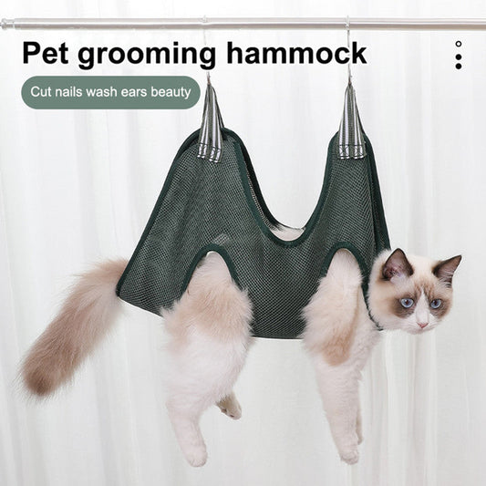 KFX-8805565 Pet Grooming Hammock for Cats and Dogs - Soft, Breathable Restraint Bag for Nail and Ear Care
