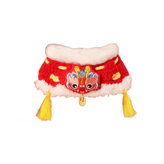 KFX-8902973 Festive New Year Pet Cat Scarf Collar - Embroidered Design in Winter Style
