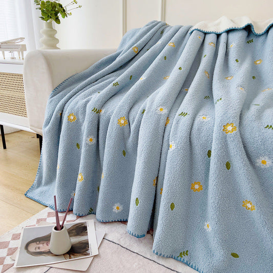 KFX-8947517 Multifunctional Lambswool Shawl Blanket in Solid Colors and Floral Patterns