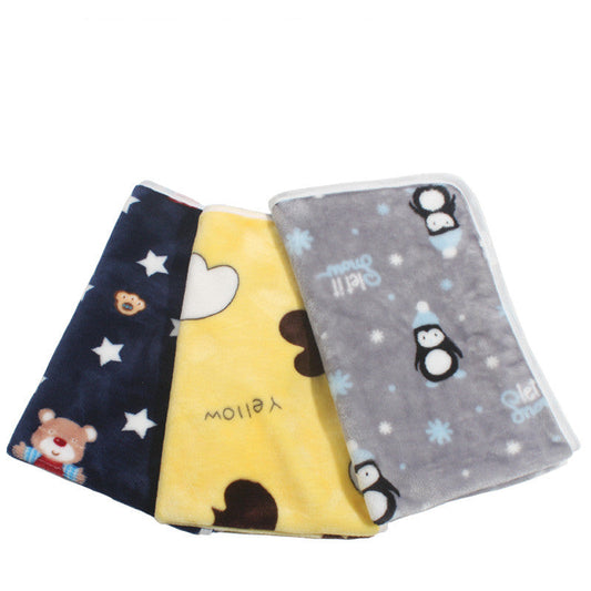 KFX-9602877 Cozy Coral Fleece Pet Blankets in Blue Bear, Yellow Ya, Gray Penguin, and White Bear - Multiple Sizes Available
