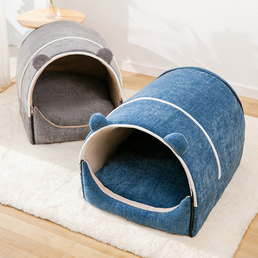 KFX-9825725 Cozy Chenille Pet House - Removable, Washable, Insulated, Available in Multiple Sizes