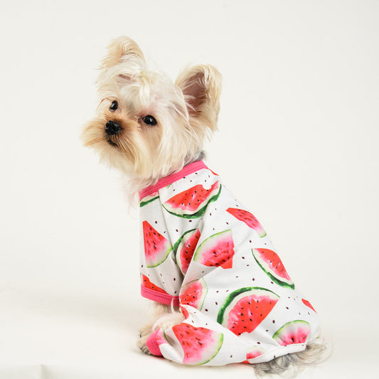 Fashion Dog Watermelon Printing Four-legged Jumpsuit