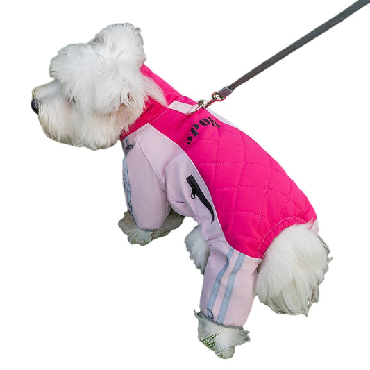 Autumn And Winter Dog Clothing Small And Medium Sized Dog West Highland Bichon Frise Down Jacket With Fleece For Warmth, Pet Four Legged Cotton Jacket
