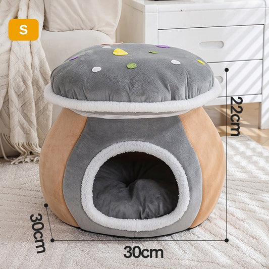 Mushroom Cat Nest Winter Thicken Thermal Rabbit Plush Detachable