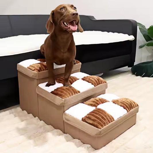 Luxury Chessboard Handmade Steps With Dog Stairs And Storage Space