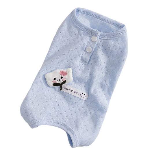 Spring And Summer Dogs, Small And Medium-sized Dogs, Simple And Fashionable Fabric Label Baby Belly Clothes, Cat Four-legged Air-conditioned Suits, Pet Clothes